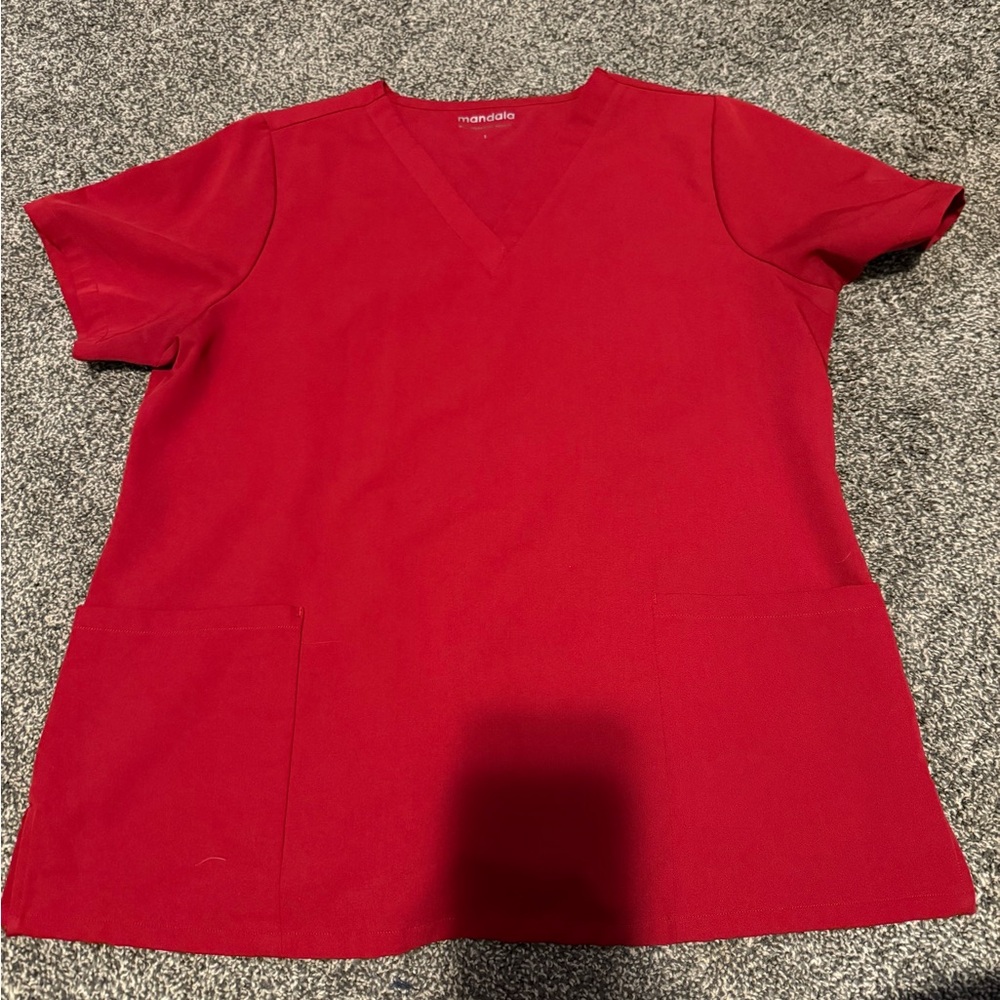 Women's Red V-Neck scrub set